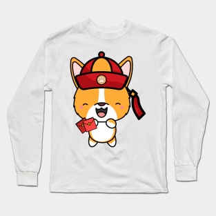 Cute corgi ready for lunar new year Long Sleeve T-Shirt